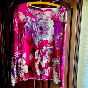Pink/grey/mauve/white floral lightweight sweater. Talbots XL
